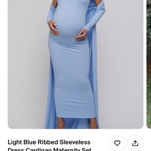 Pinkblush Blue Ribbed Off-Shoulder Bodycon Midi Dress